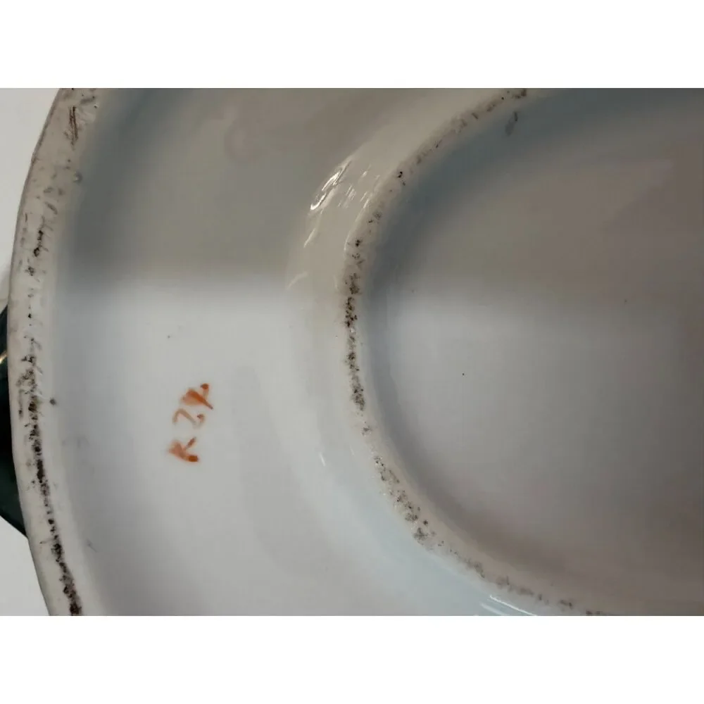 vtg. chinese hand painted and Gilt porcelain footbath with floral motifs